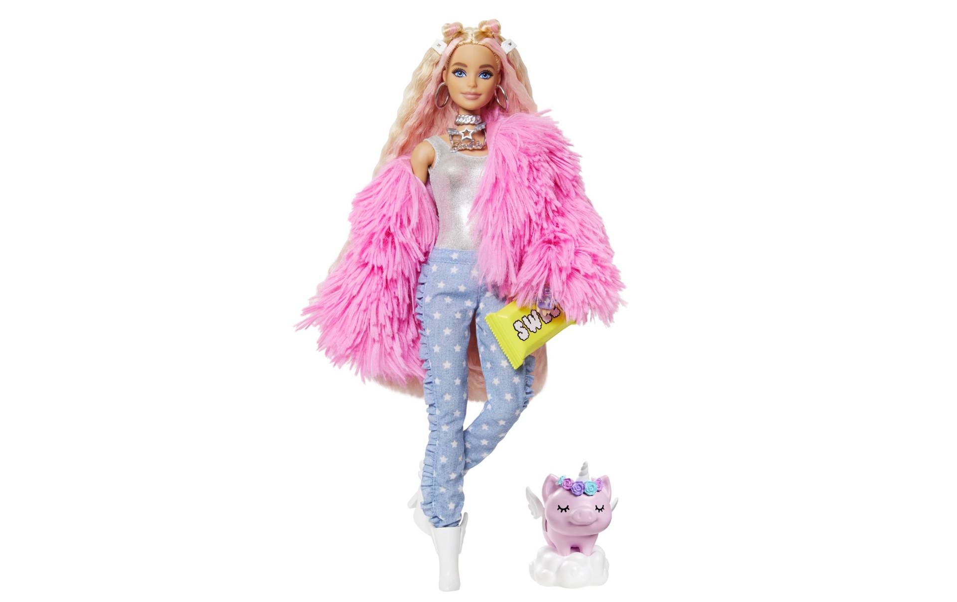 Barbie Spielfigur »Extra mit flauschiger rosa Jacke« von Barbie