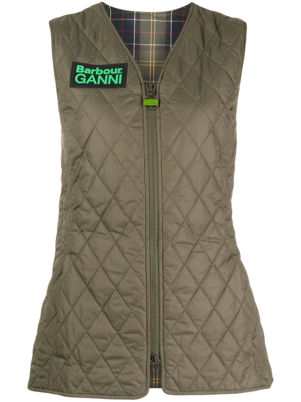 Barbour Betty quilted check reversible gilet - Green von Barbour