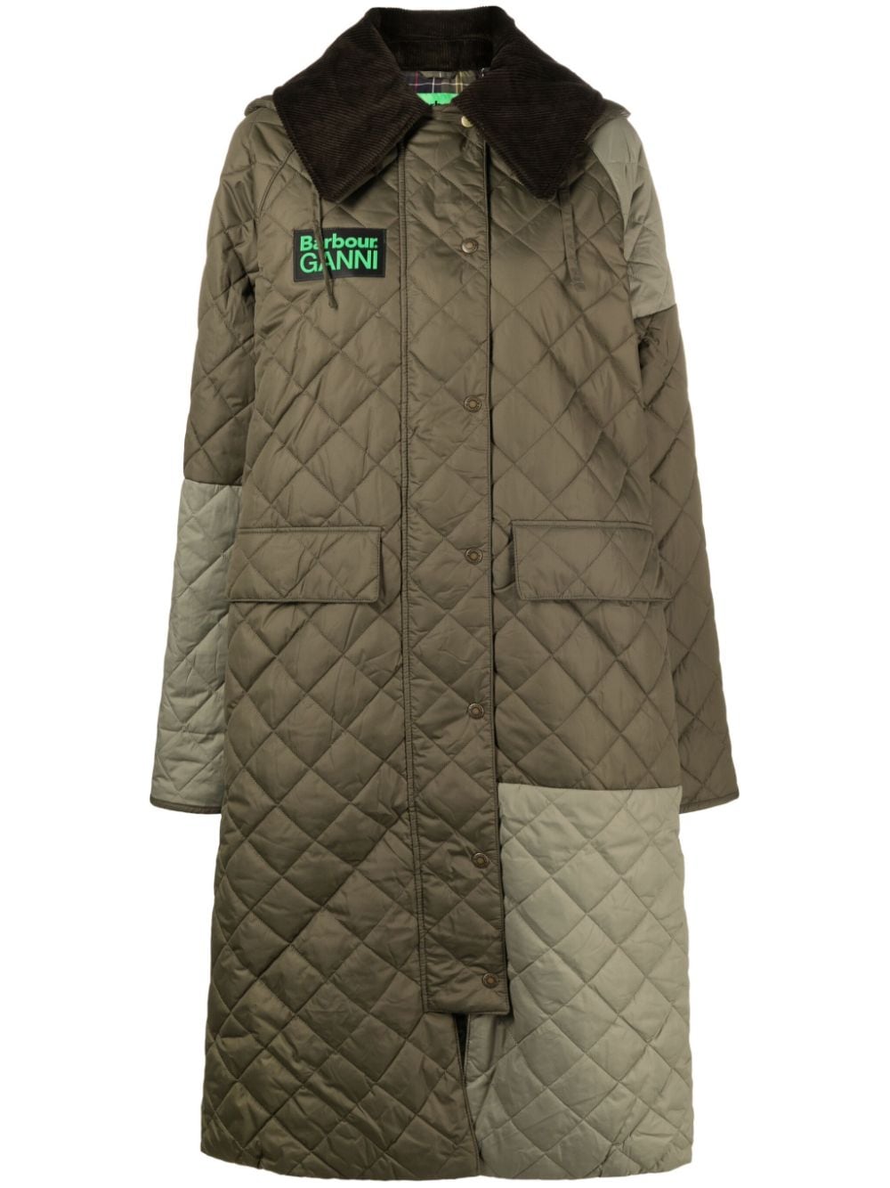 Barbour x GANNI Burghley quilted coat - Green von Barbour