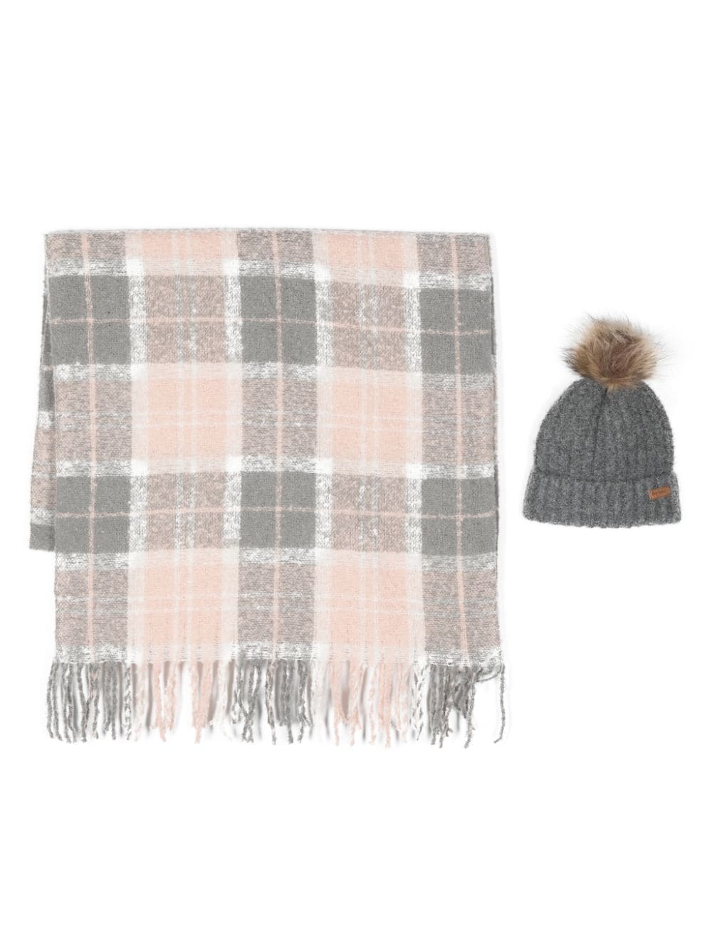 Barbour Saltburn beanie and tartan scarf (set of two) - Grey von Barbour