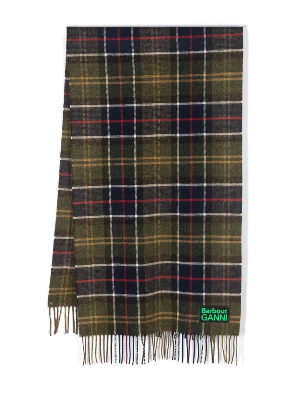 Barbour x Ganni tartan-check wool scarf - Green von Barbour