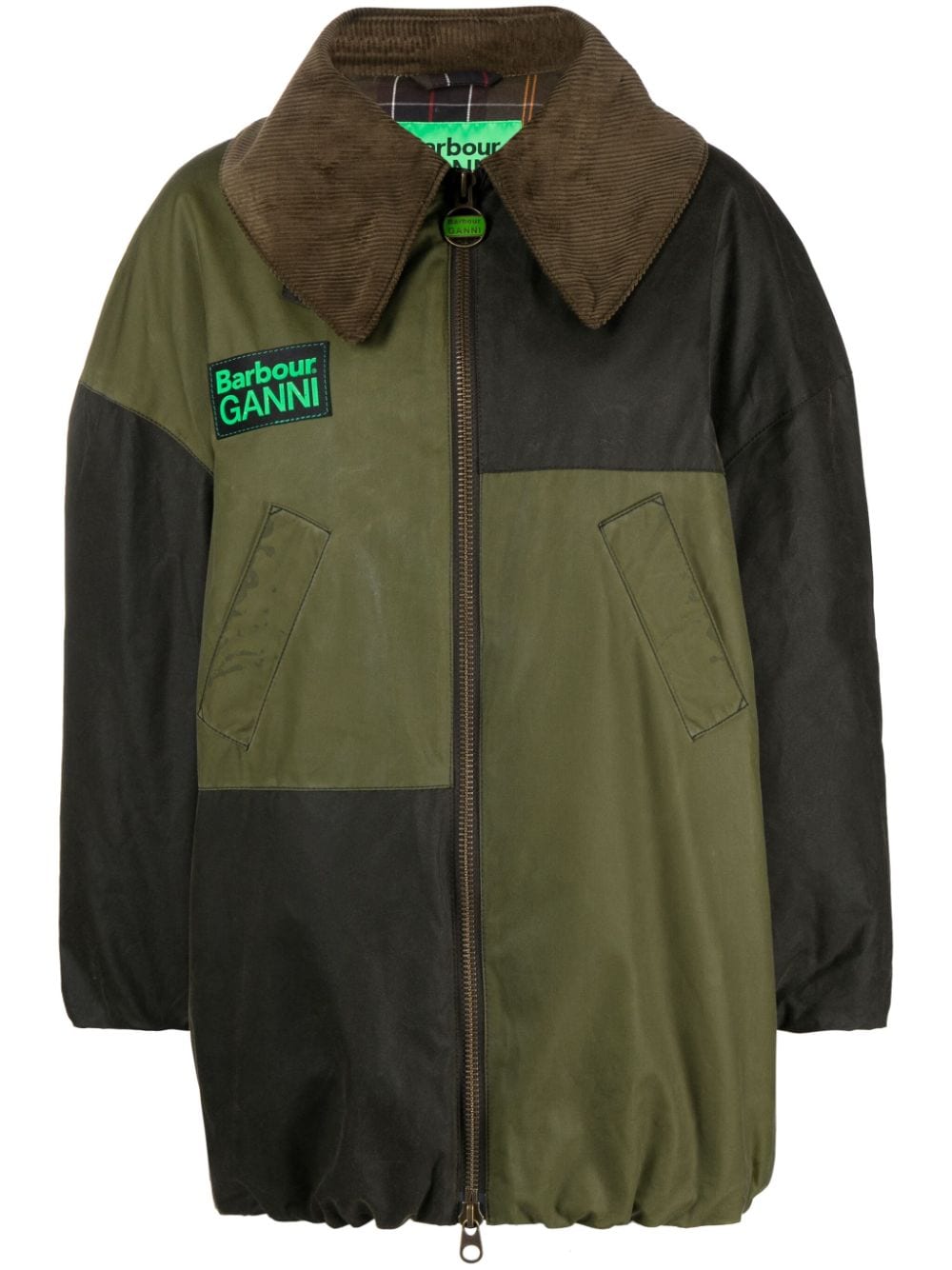 Barbour x GANNI panelled bomber jacket - Green von Barbour