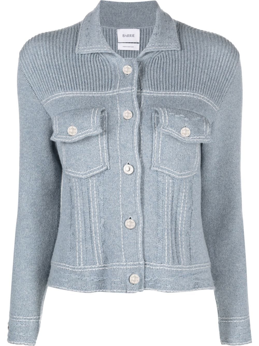 Barrie contrast-stitch knitted jacket - Blue von Barrie