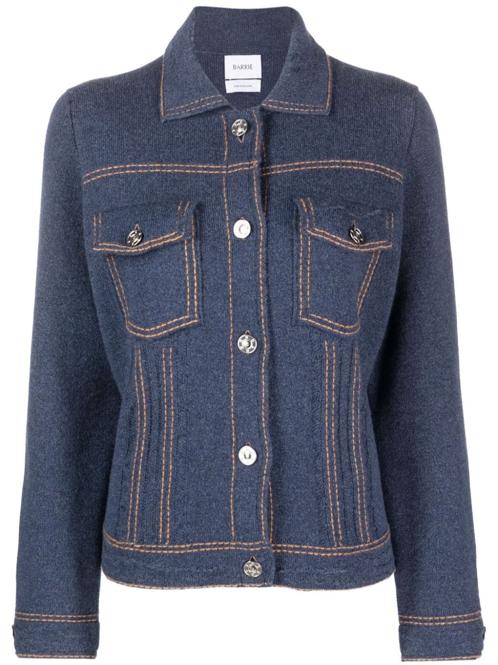 Barrie contrast-stitching denim-effect cardigan - Blue von Barrie