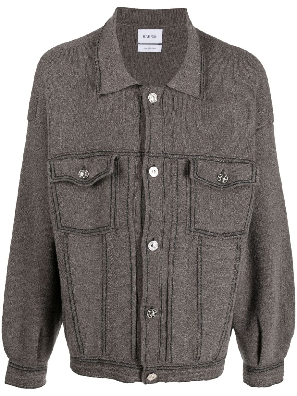 Barrie contrast-stitching denim-effect shirt jacket - Brown von Barrie