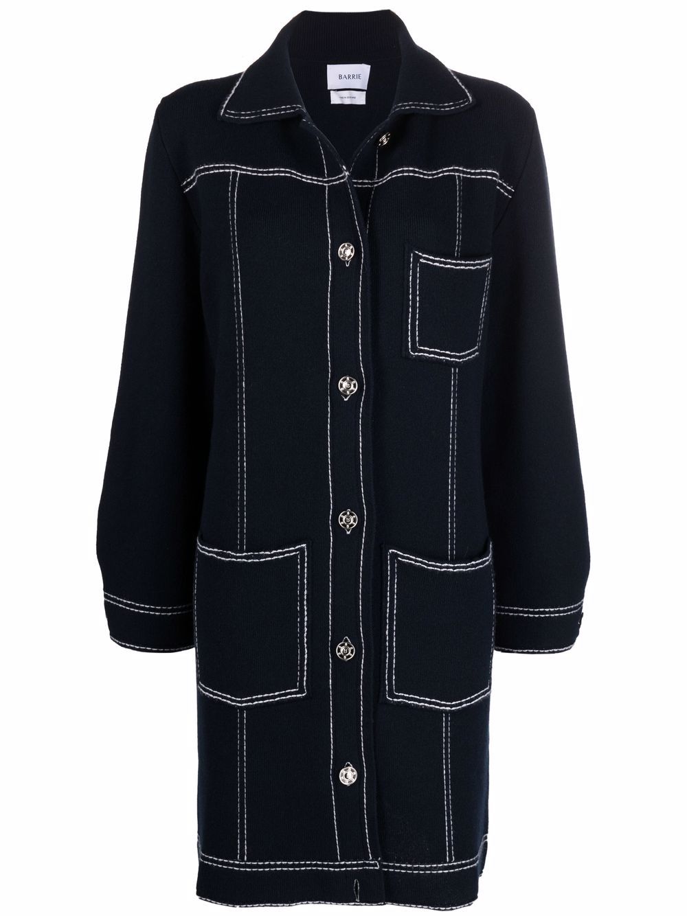 Barrie contrast-stitching single-breasted coat - Blue von Barrie