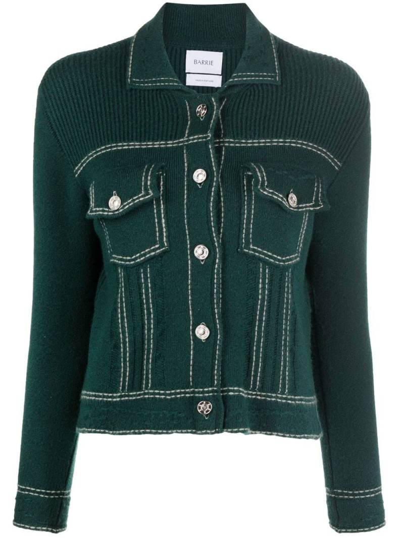 Barrie contrasting-stitch detail knit cardigan - Green von Barrie