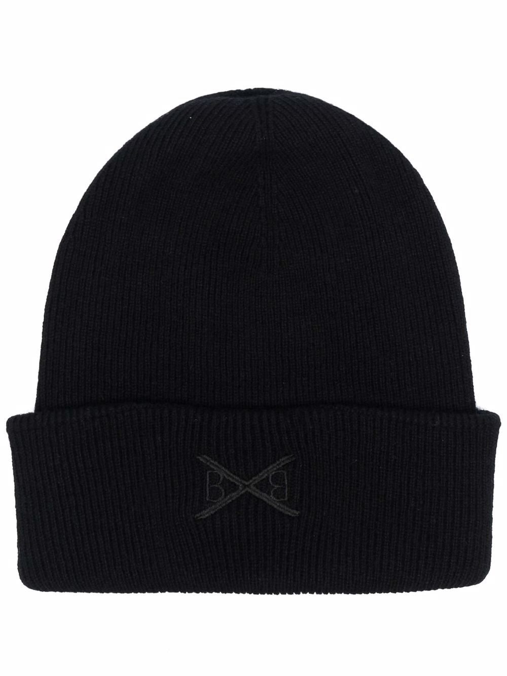 Barrie embroidered-logo cashmere beanie - Black von Barrie