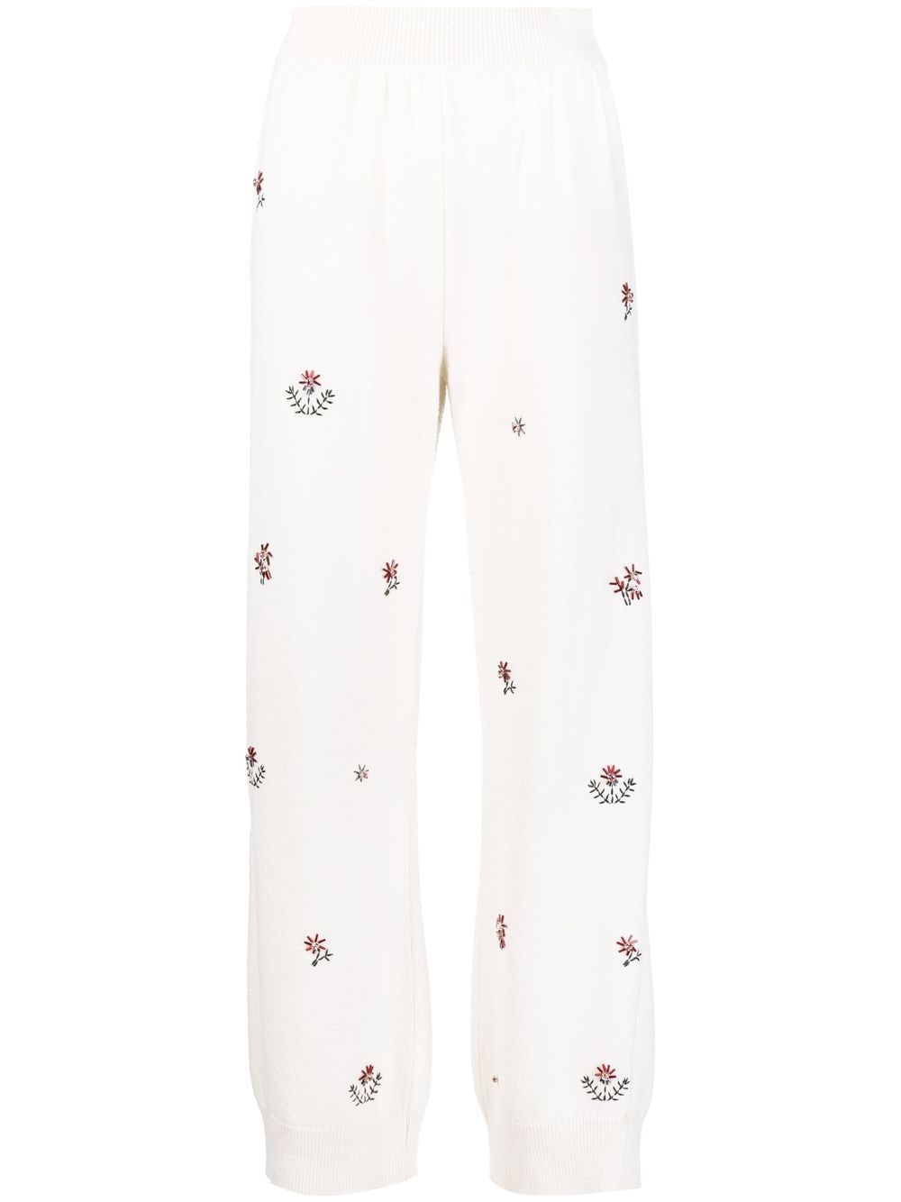 Barrie floral-embroidered cashmere trousers - White von Barrie