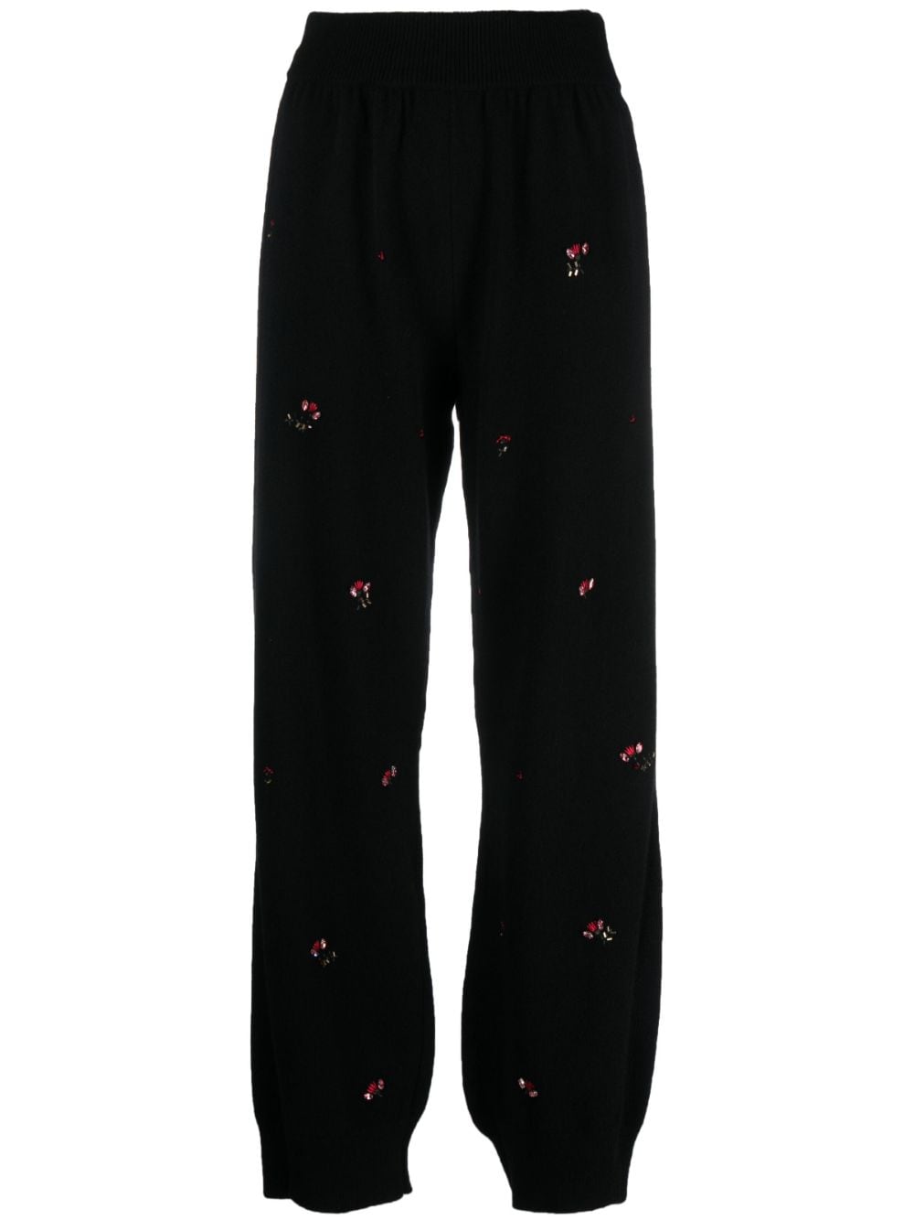 Barrie floral-embroidery cashmere trousers - Black von Barrie