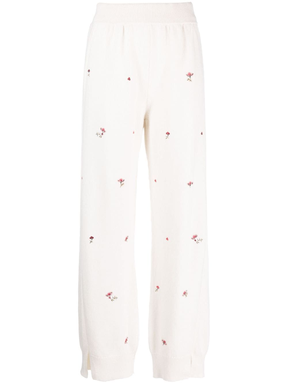 Barrie floral-embroidery cashmere trousers - Neutrals von Barrie