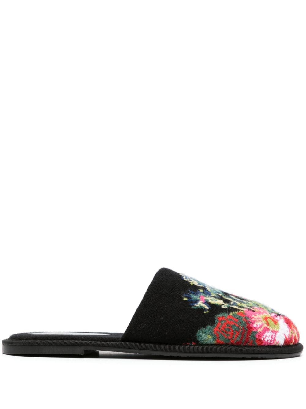 Barrie floral intarsia-knit cashmere slippers - Black von Barrie
