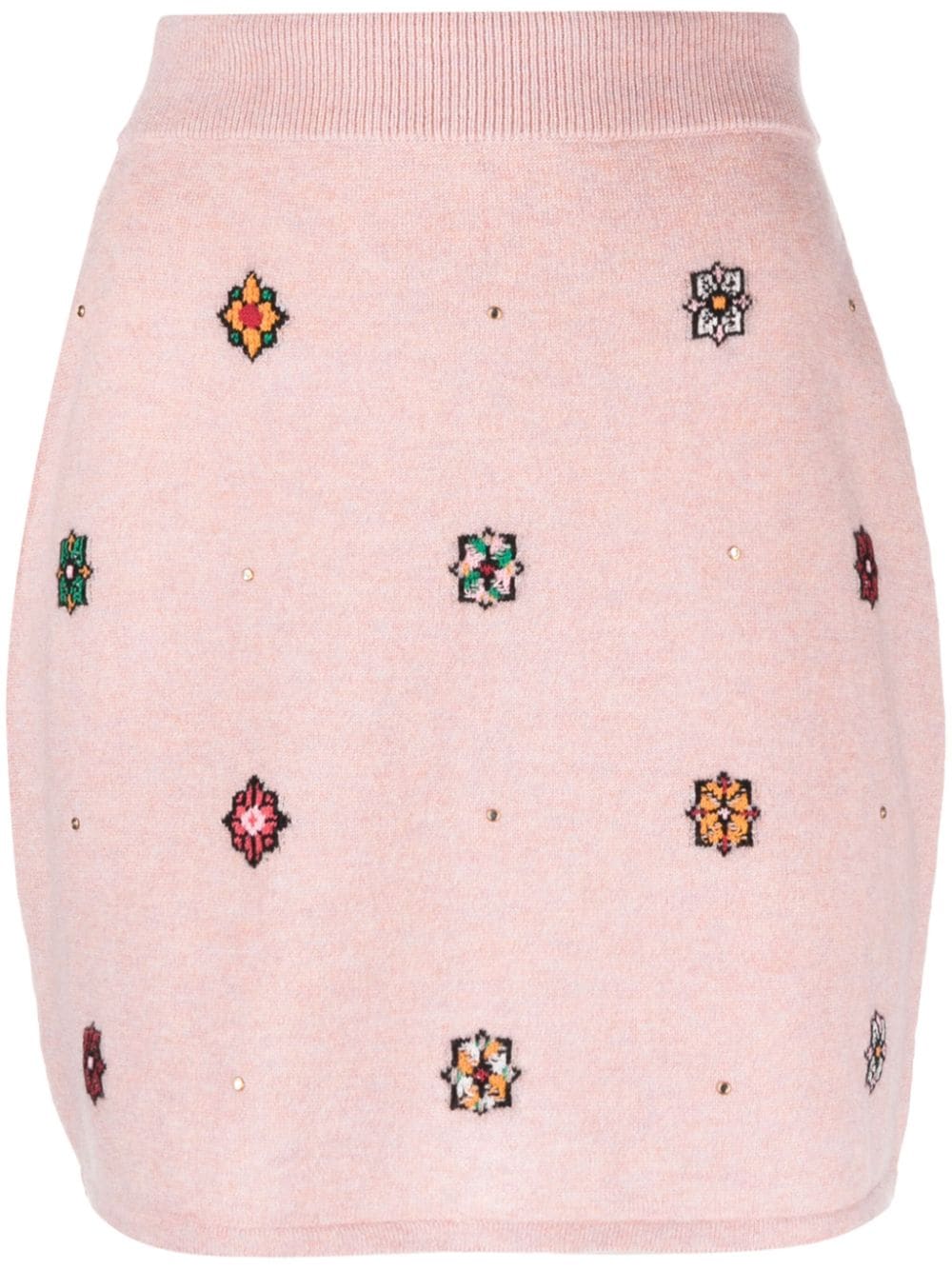 Barrie floral-motif cashmere-cotton straight skirt - Pink von Barrie