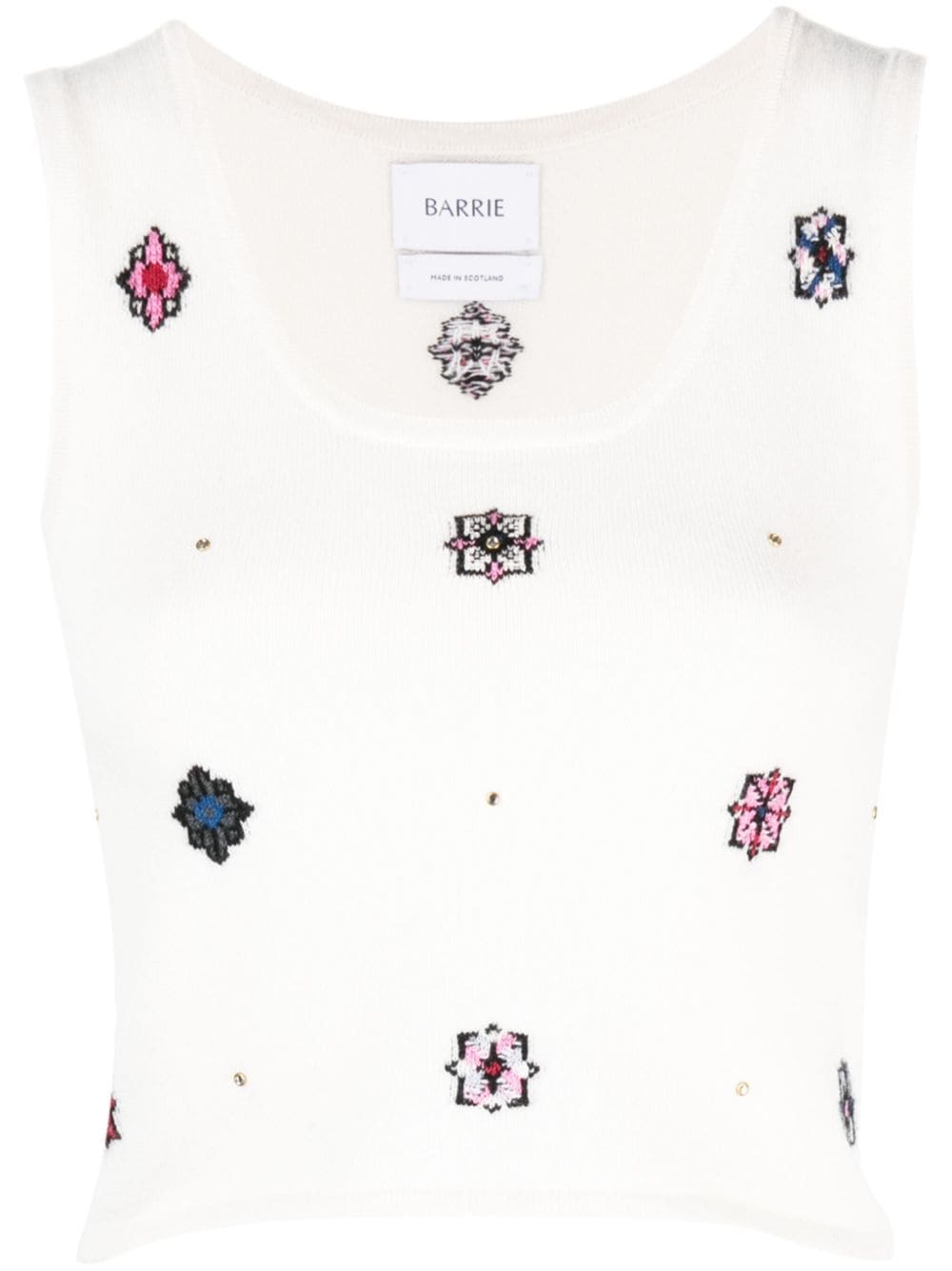 Barrie floral-motif cropped knitted top - Neutrals von Barrie