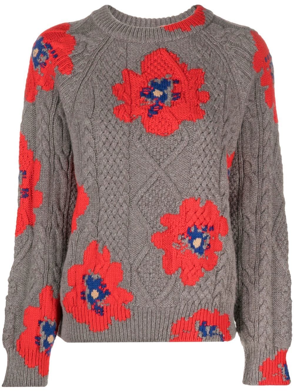 Barrie floral-pattern cashmere jumper - Grey von Barrie