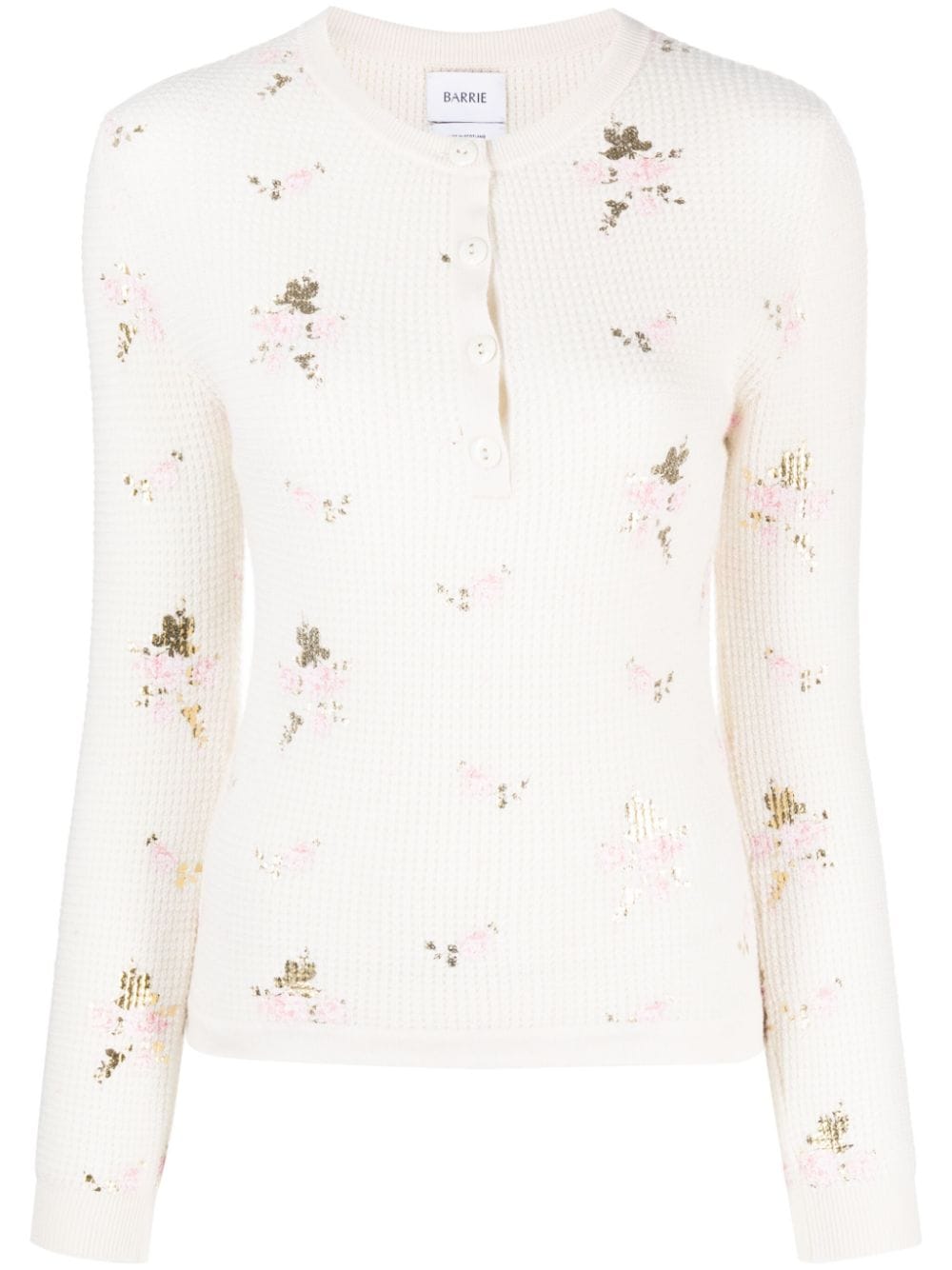 Barrie floral-print waffle-knit jumper - Neutrals von Barrie