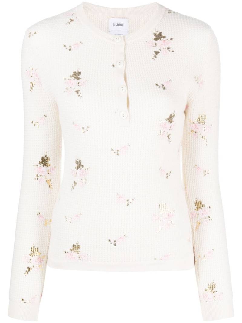 Barrie floral-print waffle-knit jumper - Neutrals von Barrie