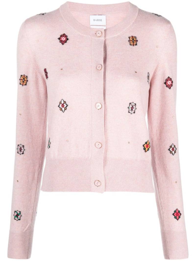 Barrie intarsia-knit round-neck cardigan - Pink von Barrie