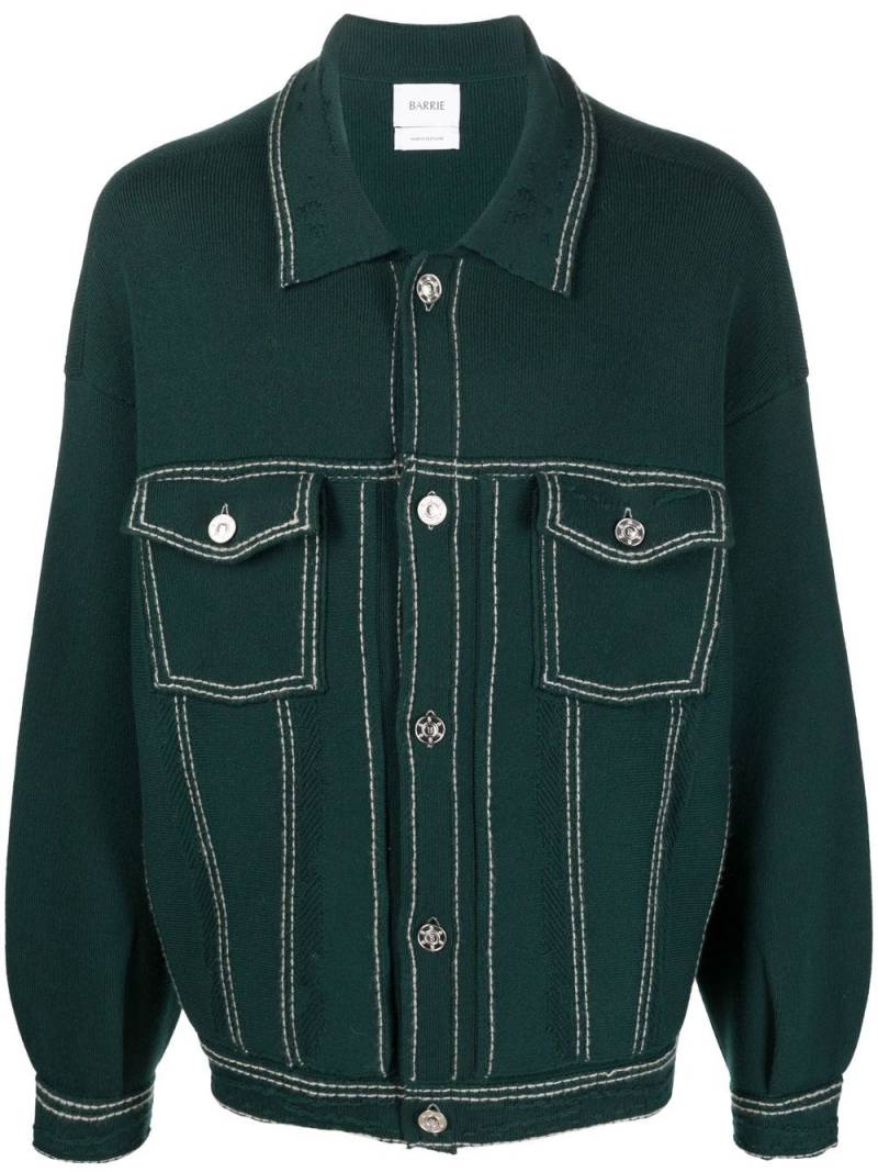 Barrie oversized contrast-stitch denim jacket - Green von Barrie