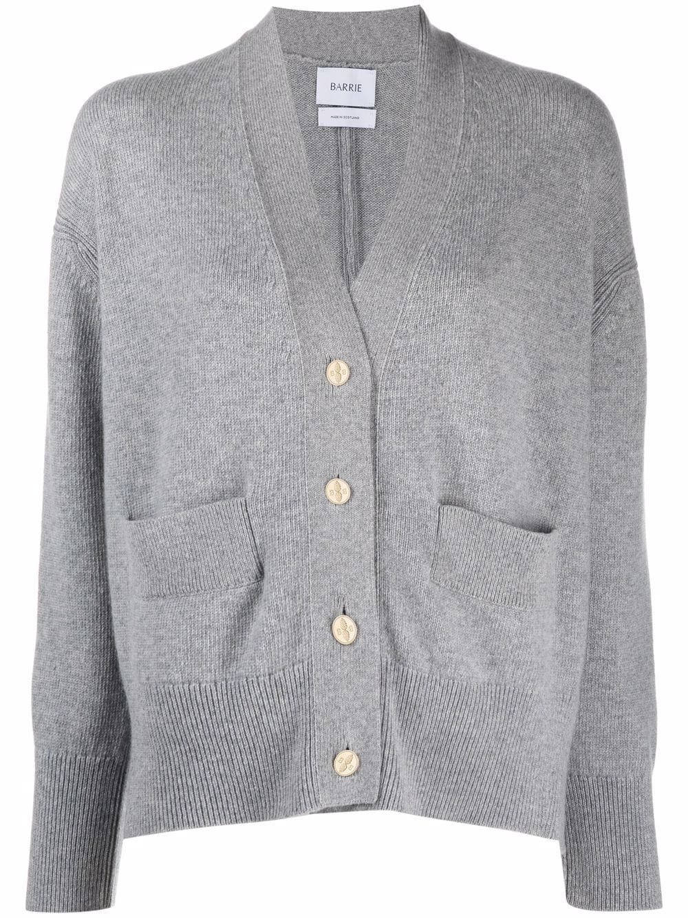 Barrie rib-detail cashmere cardigan - Grey von Barrie