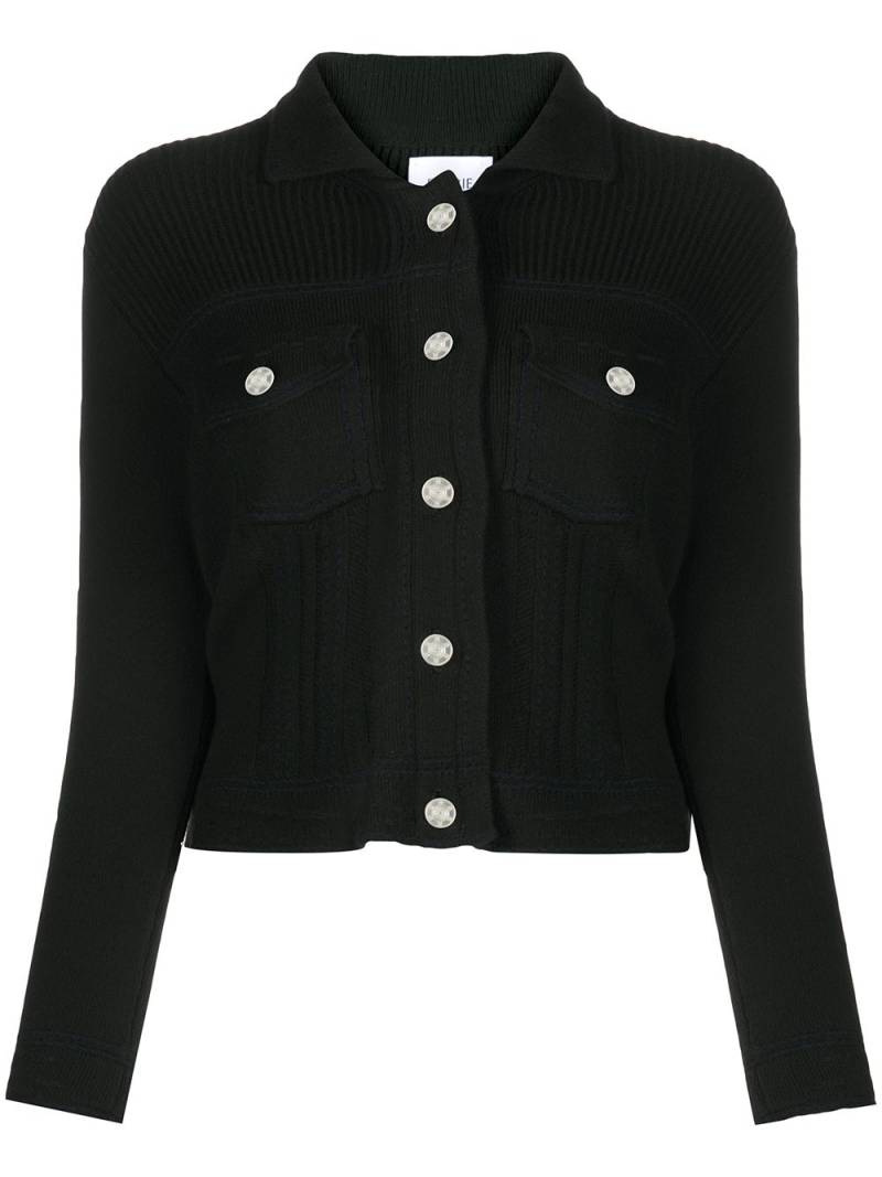 Barrie ribbed panel knitted cardigan - Black von Barrie