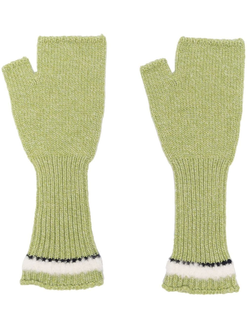 Barrie shearling-effect cashmere fingerless gloves - Green von Barrie
