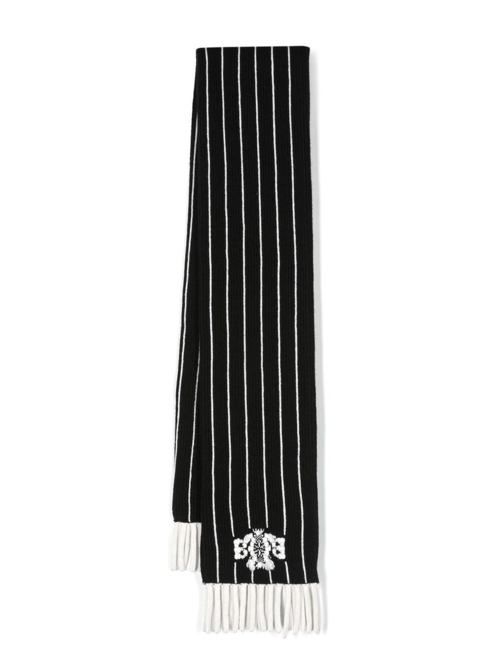 Barrie stripe-print logo-crest scarf - Black von Barrie