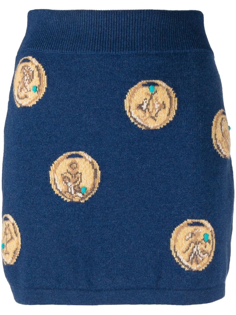 Barrie zodiac signs knit skirt - Blue von Barrie