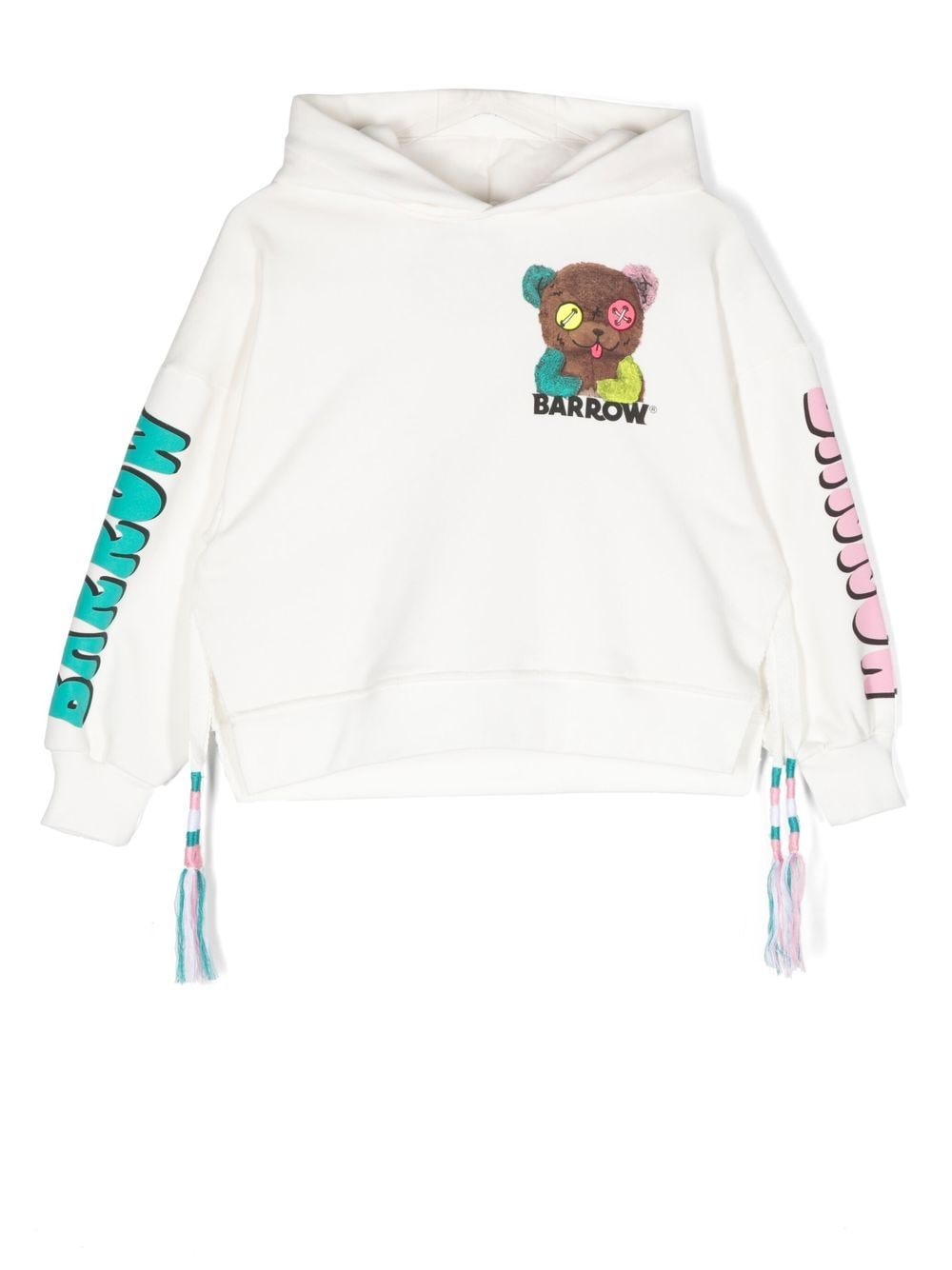 Barrow kids fringed logo-print hoodie - White von Barrow kids