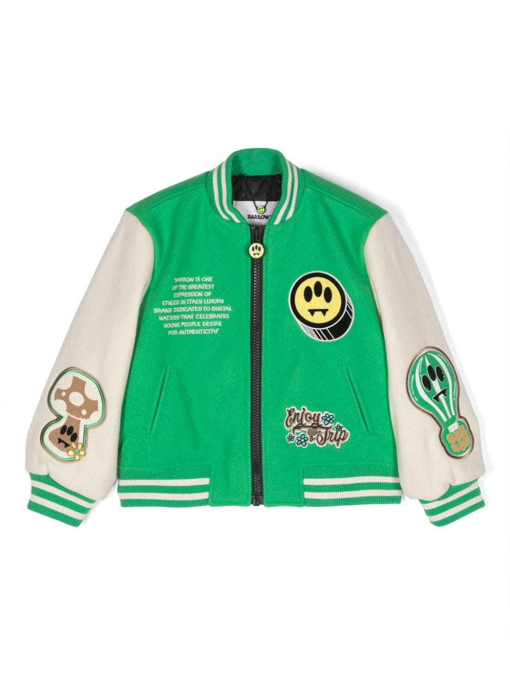 Barrow kids patch-detail logo-print bomber jacket - Green von Barrow kids