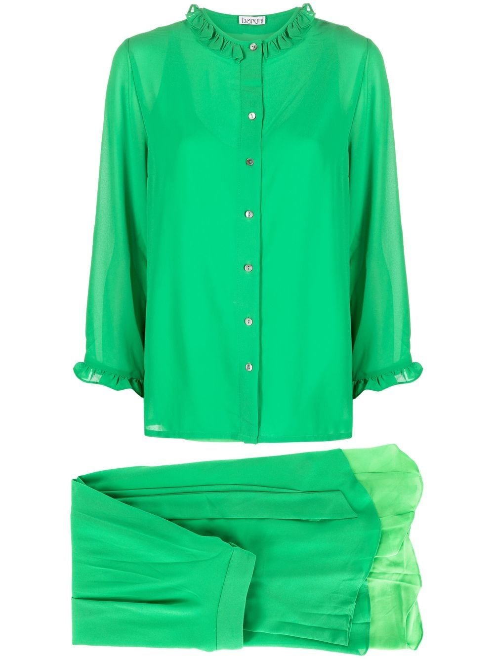 Baruni Kamila ruffled asymmetric skirt set - Green von Baruni