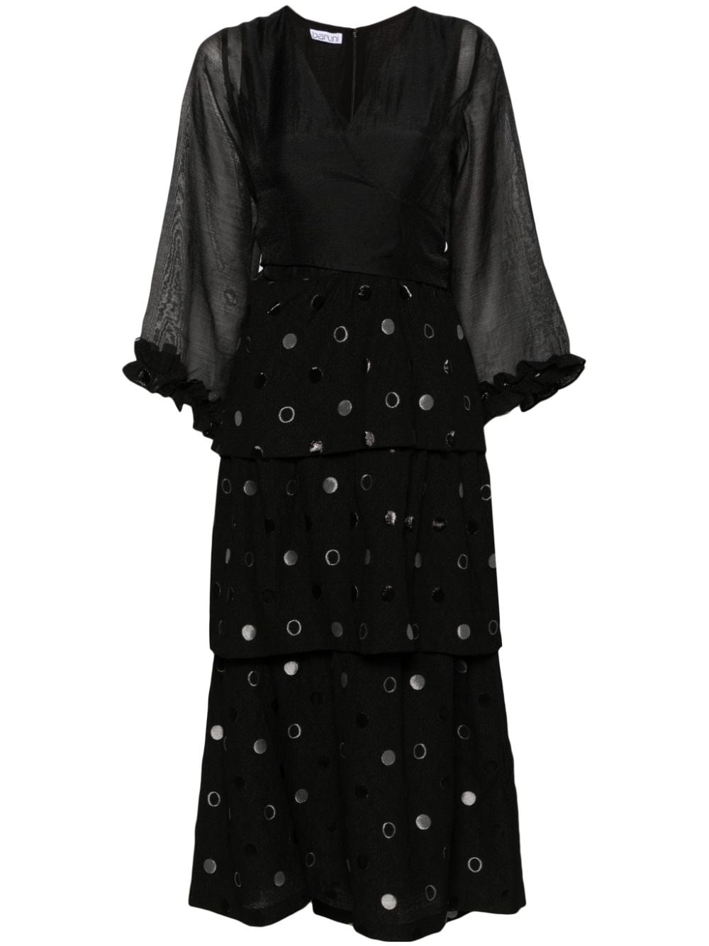 Baruni polka-dot jacquard wrap dress - Black von Baruni