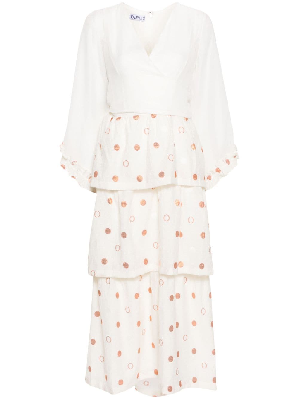 Baruni polka-dot jacquard wrap dress - White von Baruni