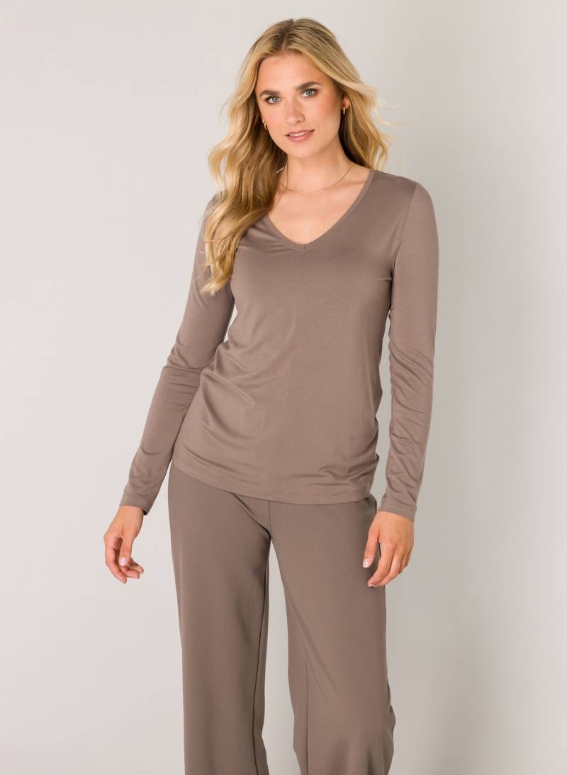 Base Level Langarmshirt, mit V-Ausschnitt von Base Level