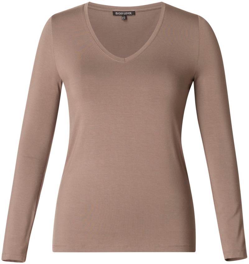 Base Level Langarmshirt, mit V-Ausschnitt von Base Level