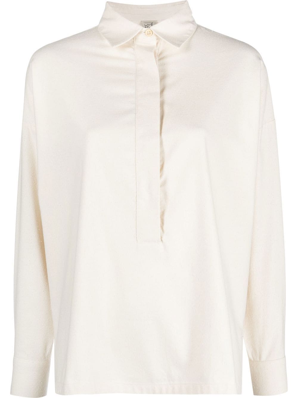 Baserange Stoa half-button silk shirt - Neutrals von Baserange