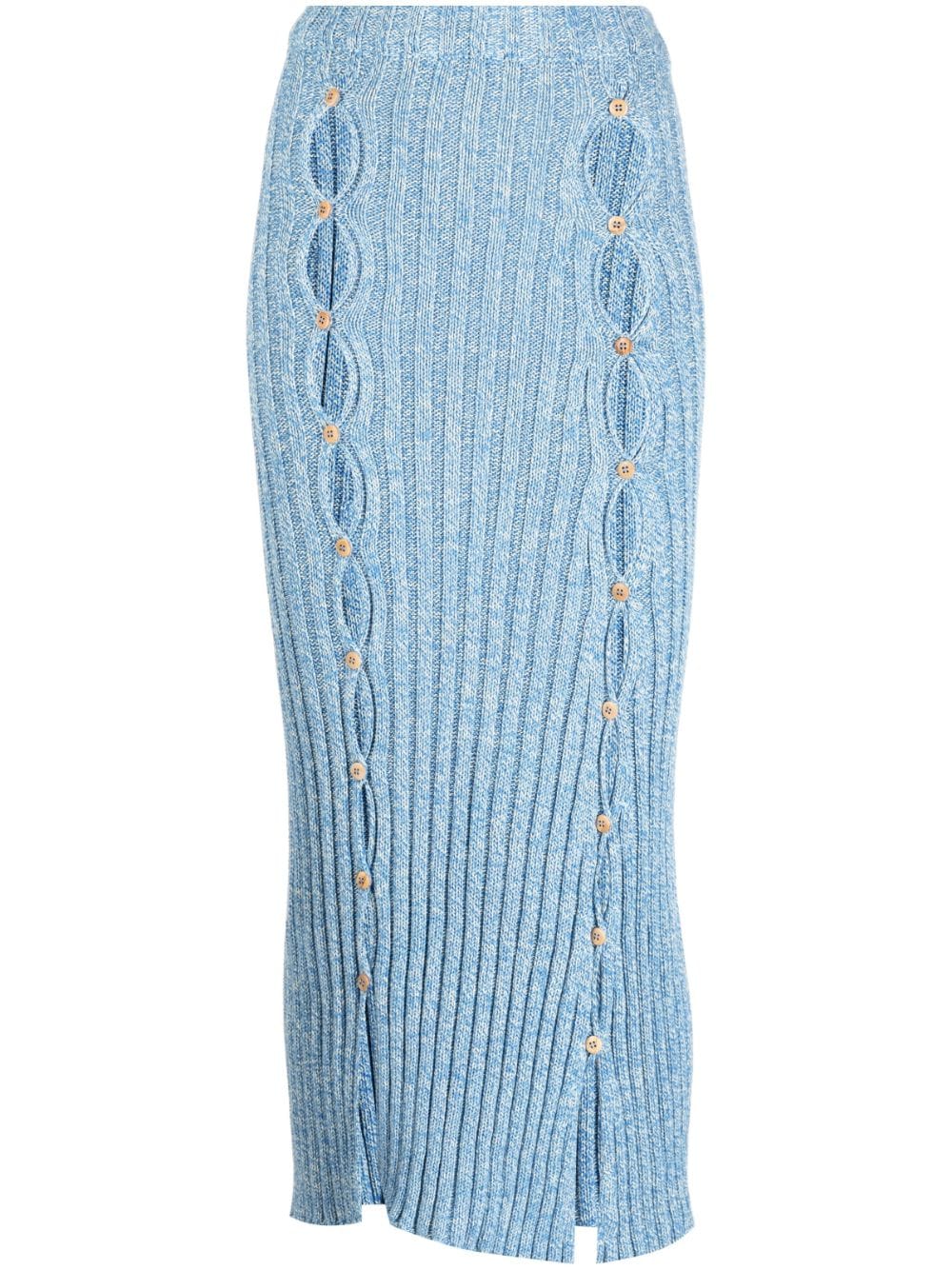 Baserange cut-out organic cotton midi skirt - Blue von Baserange