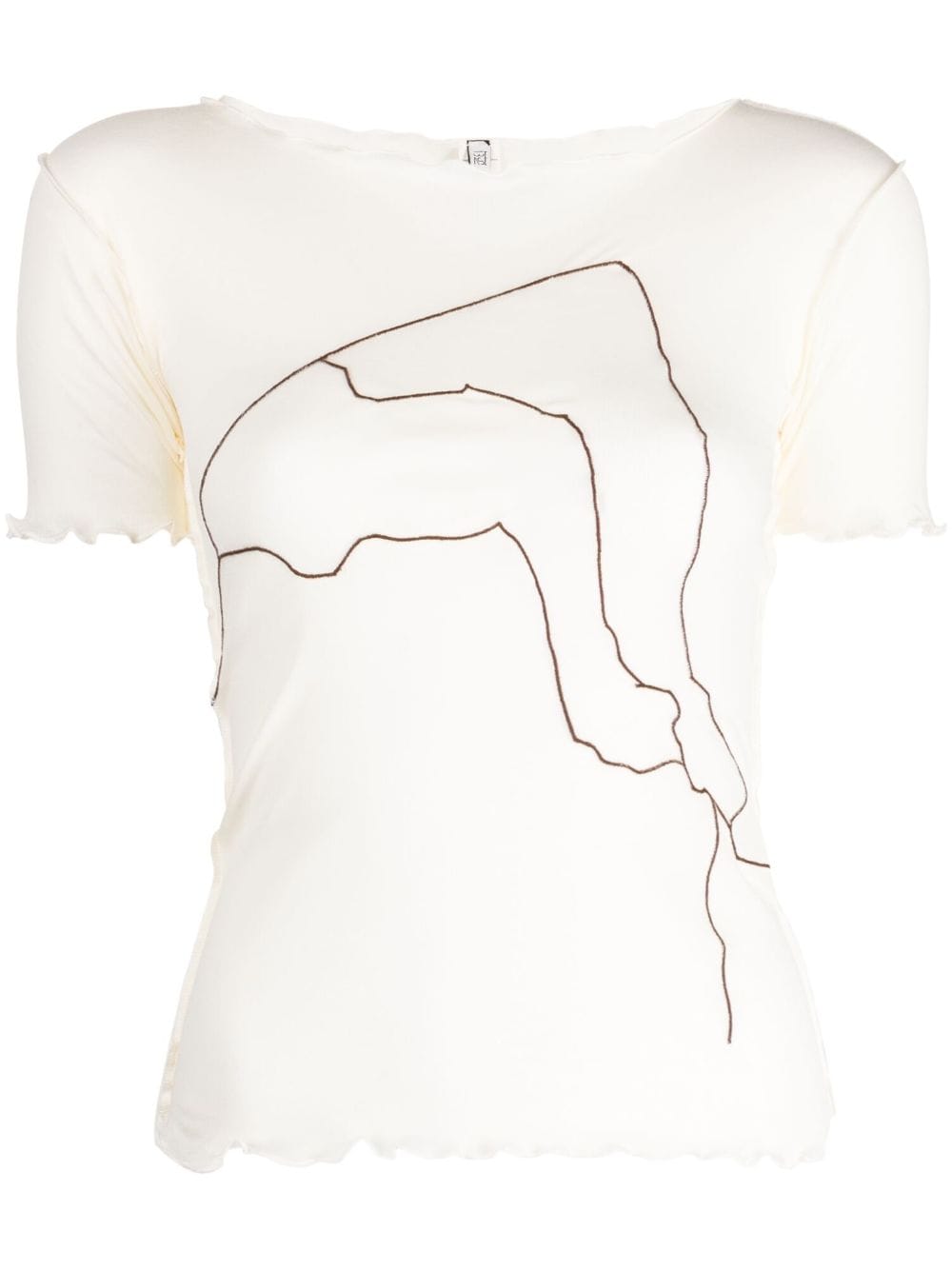 Baserange embroidered-detail organic cotton T-shirt - Neutrals von Baserange