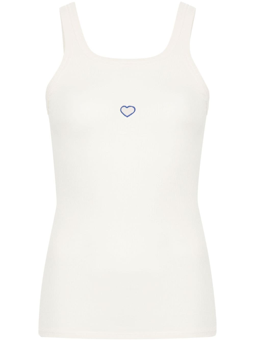 Baserange heart-embroidered ribbed tank top - Neutrals von Baserange