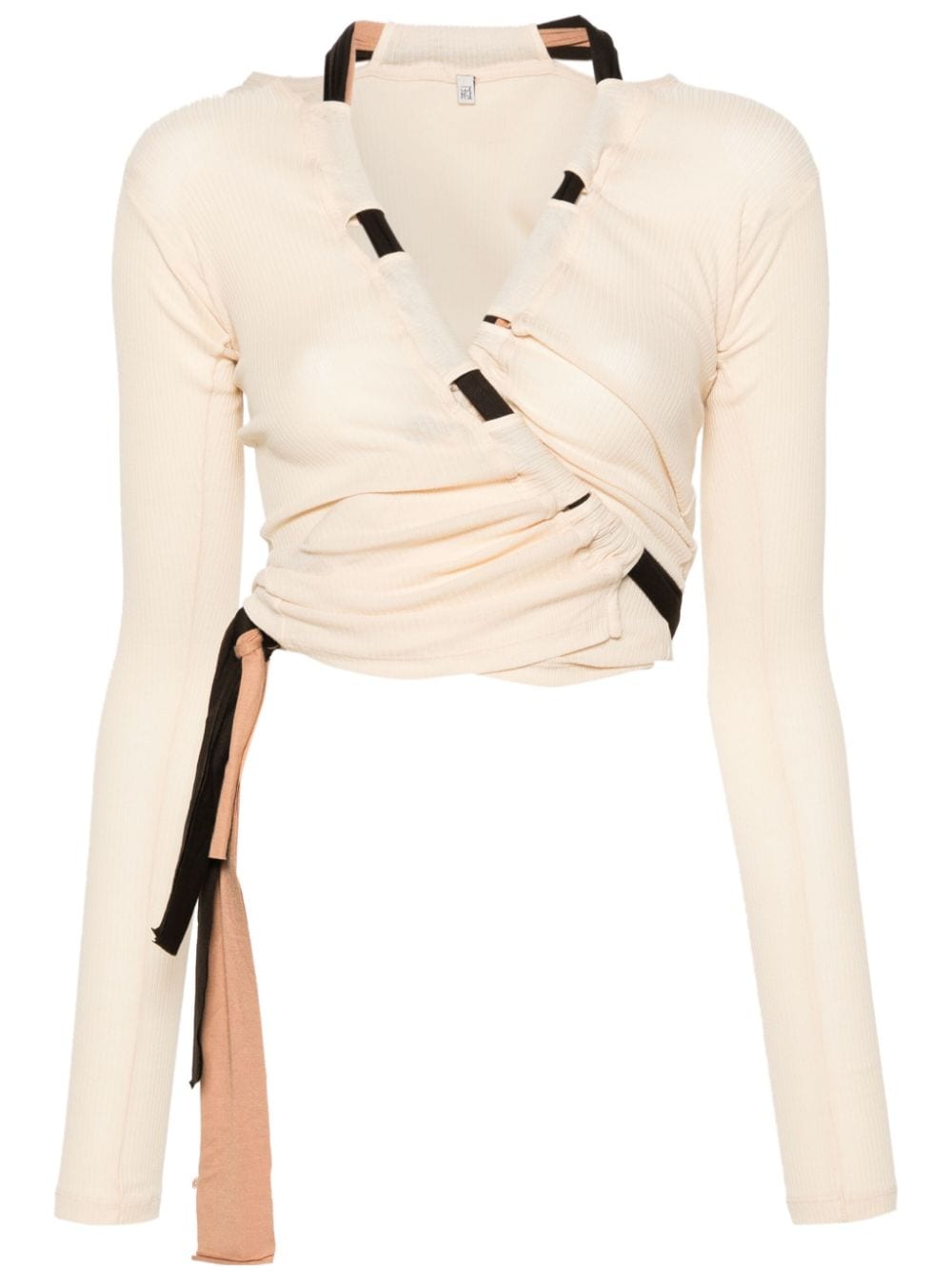 Baserange strap-detail open-front cardigan - Neutrals von Baserange