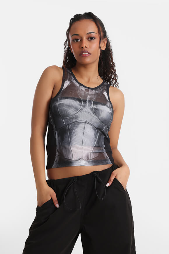 Basic Pleasure Mode Mesh Crop Tanktop | Black + White | Damen  | L von Basic Pleasure Mode