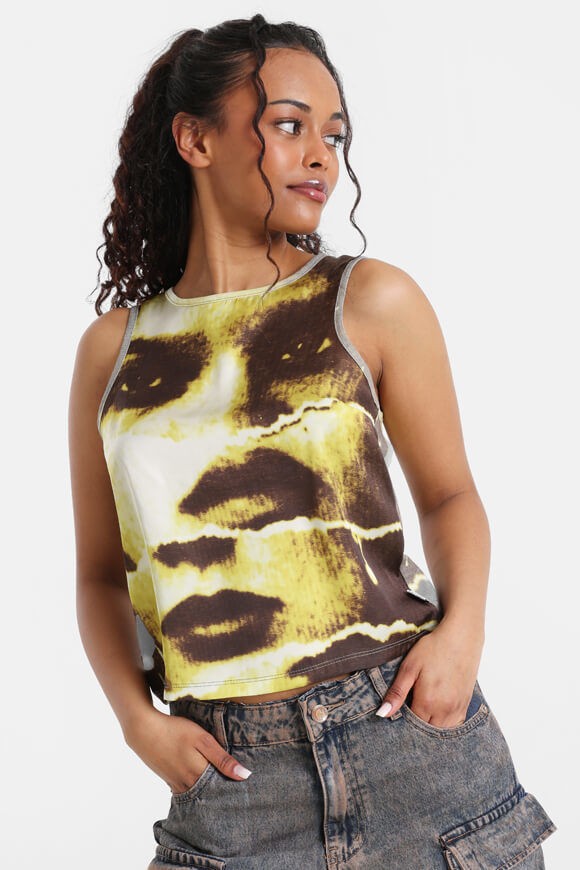 Basic Pleasure Mode Cut-out Tanktop | Yellow + Brown | Damen  | M von Basic Pleasure Mode