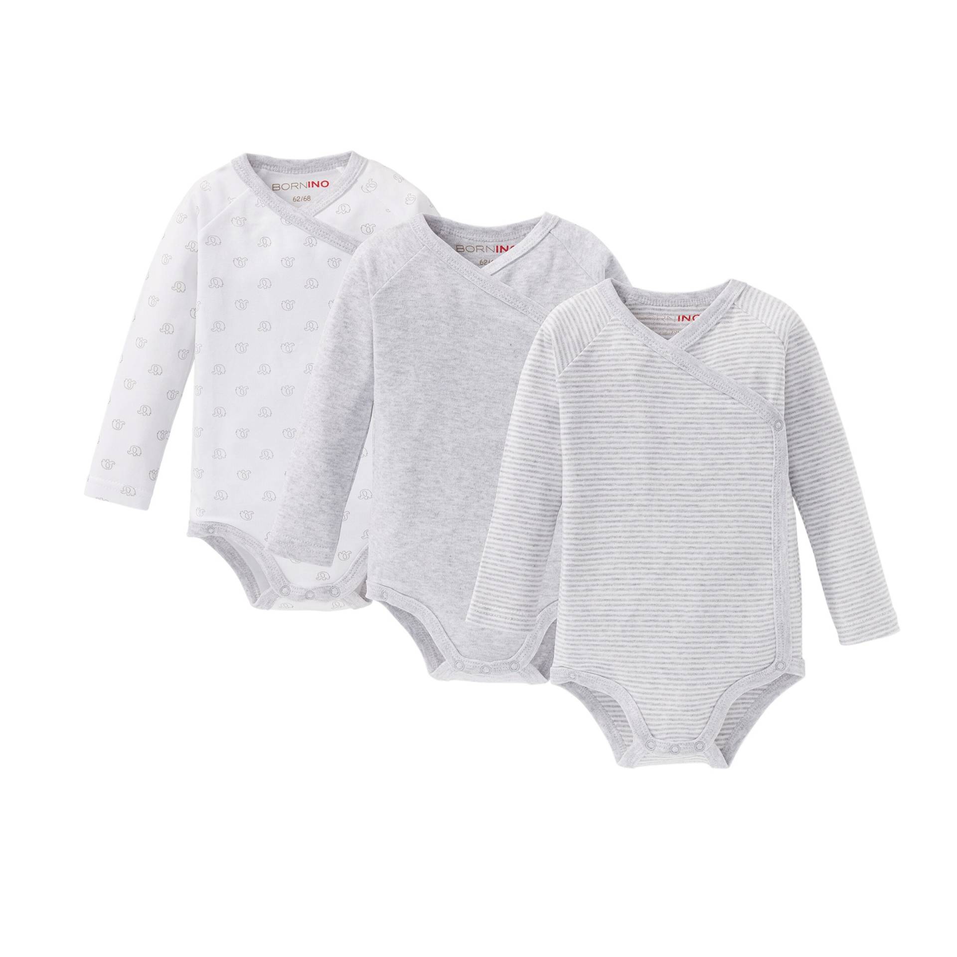 3er-Pack Wickelbodys langarm 3er-Pack Wickelbodys langarm von Bornino