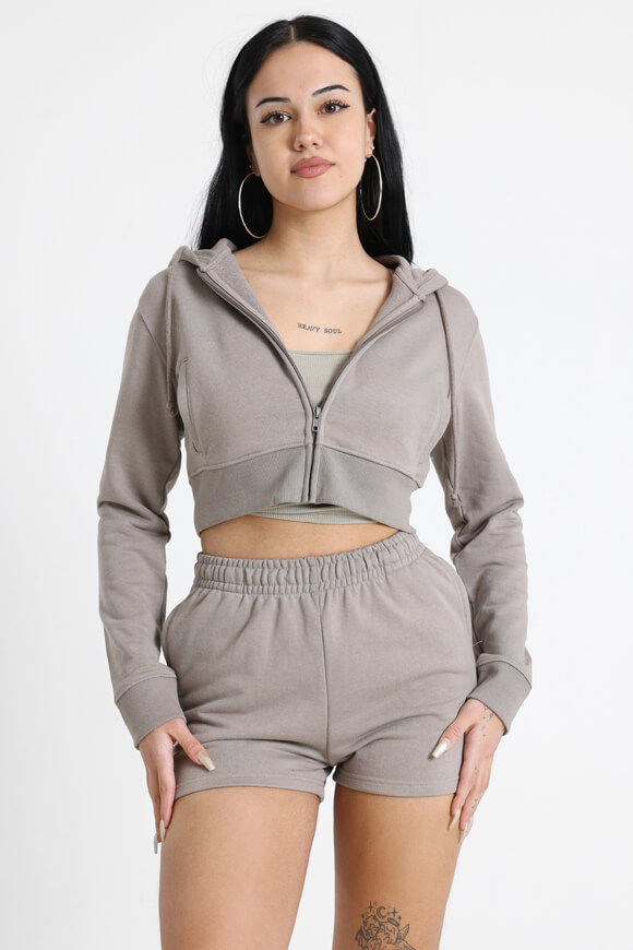 Basigal Crop Kapuzensweatjacke | Taupe | Damen  | XS von Basigal