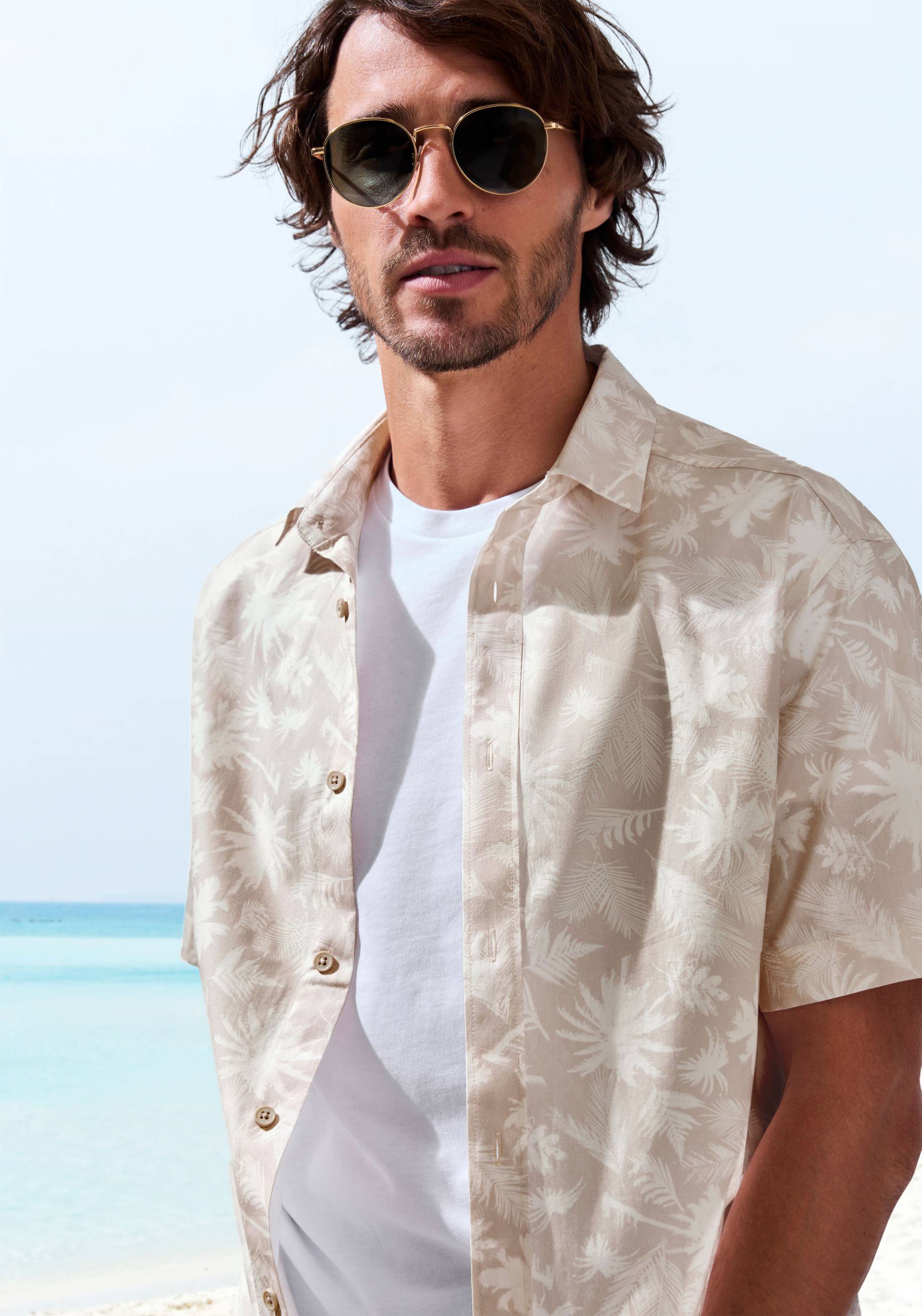 Beachtime Hawaiihemd »Regular fit«, Kurzarm, Freizeithemd mit Palmenprint, reine Baumwolle von Beachtime