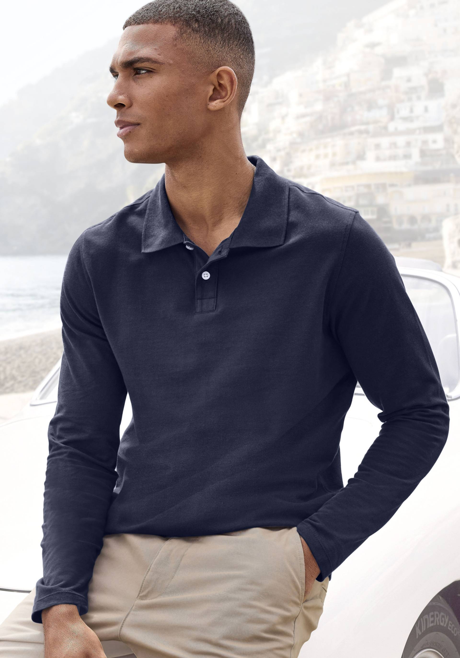 Beachtime Langarm-Poloshirt, Shirt mit Polokragen und Knopfleiste aus Baumwoll-Piqué von Beachtime
