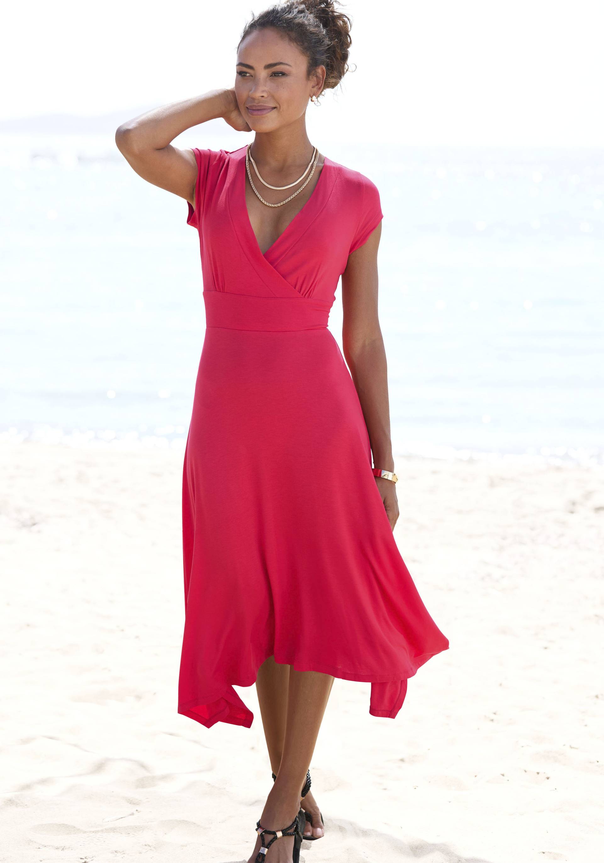 Beachtime Sommerkleid, mit Zipfelsaum und Schleife, Jerseykleid, asymmetrisches Rockteil von Beachtime