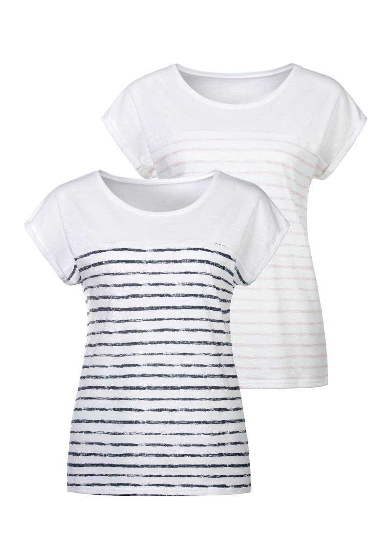 Beachtime T-Shirt »mit Streifendesign«, (2er-Pack), aus weicher Baumwoll-Qualität von Beachtime