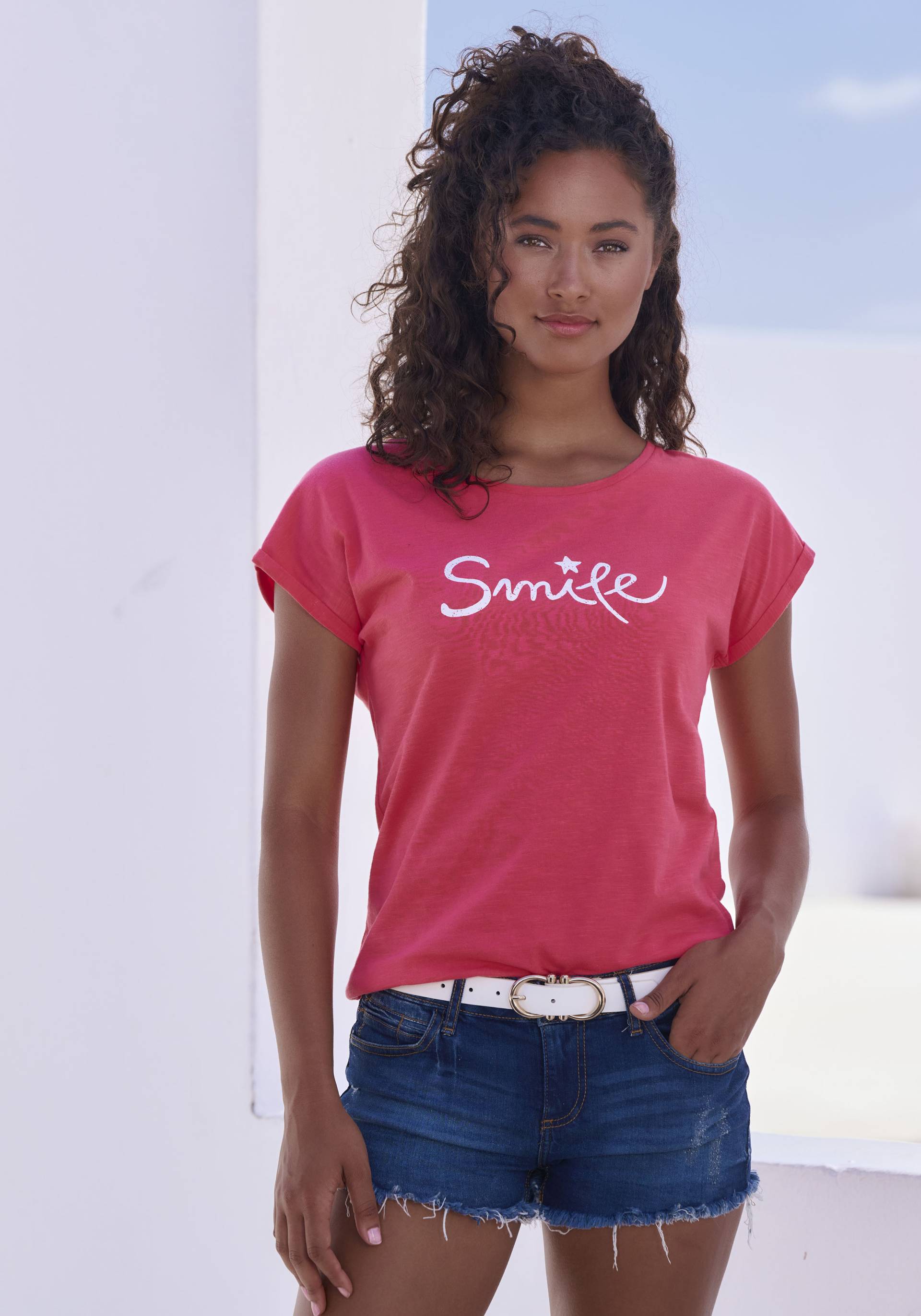 Beachtime T-Shirt, mit modischem Frontdruck "Smile" von Beachtime