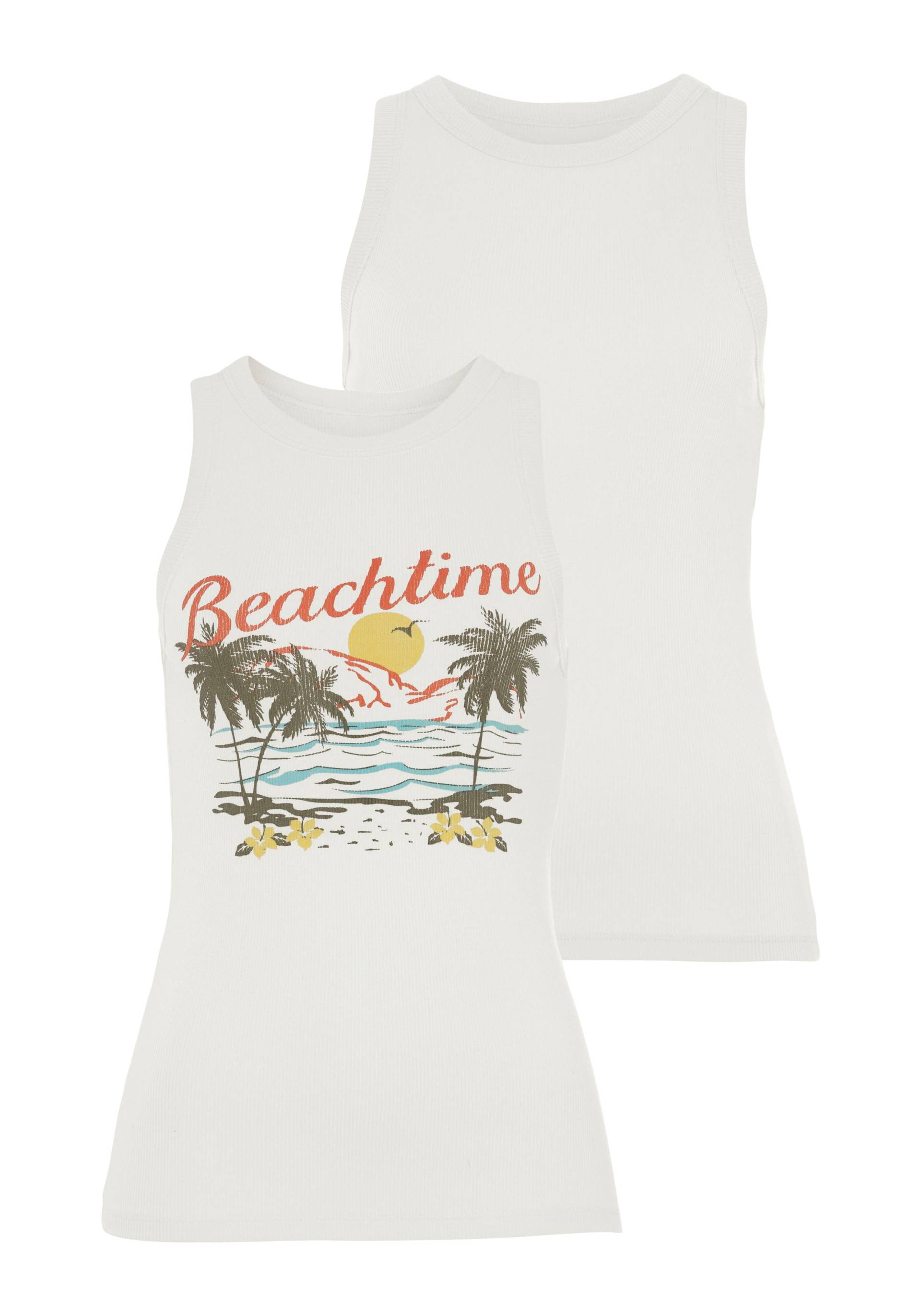 Beachtime Tanktop, (Packung, 2 tlg.), mit tropischem Druck von Beachtime